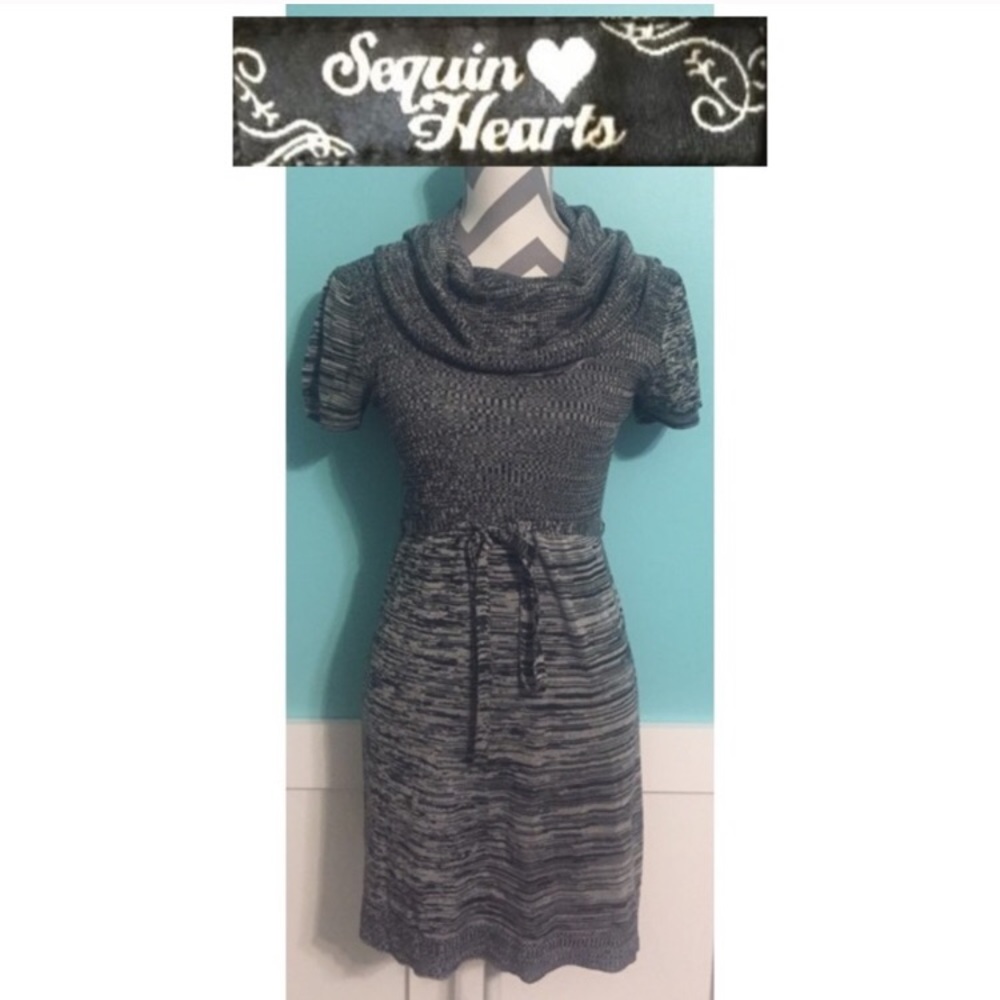 Sequin Hearts Cowl Neck Dress
